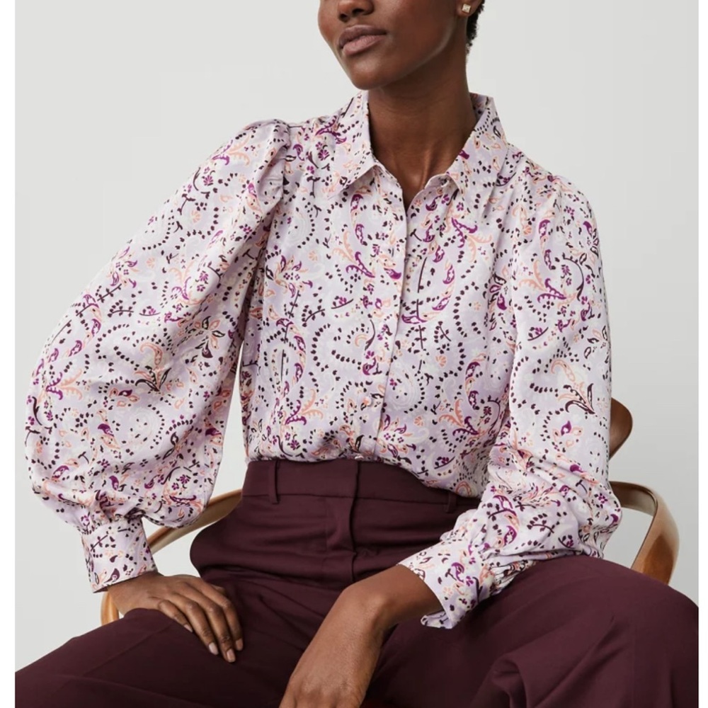 Ann Taylor Women's Blouse with puff sleeves